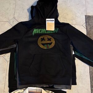 Rich Crew Black Hoodie with Gold and Green Graphic